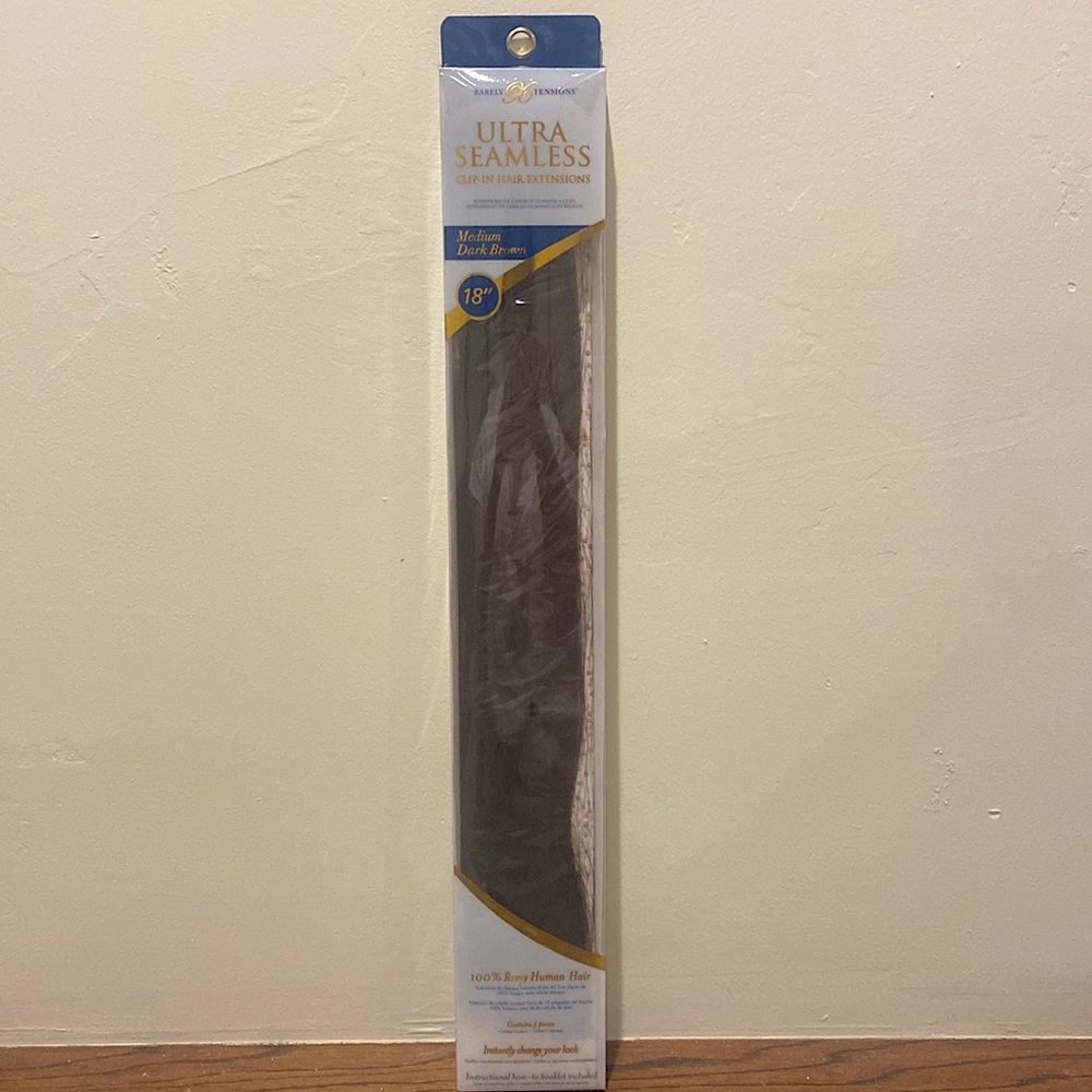 18” Medium Dark Brown Clip-In Hair Extensions! Brand new, never touched!